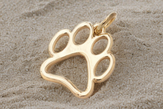 14K Gold Plated Dog Paw Print Charm