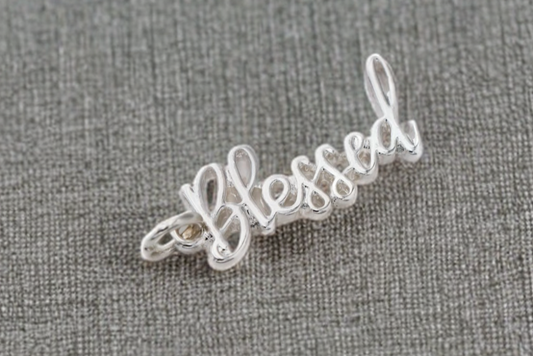 Silver Plated "Blessed" Charm